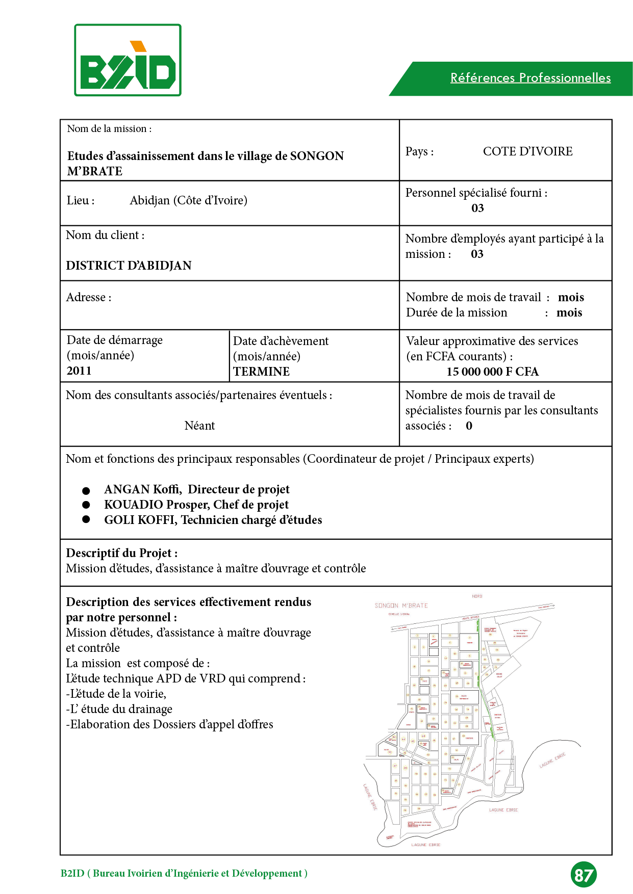 Etudes d’assainissement dans le village de SONGON M’BRATE