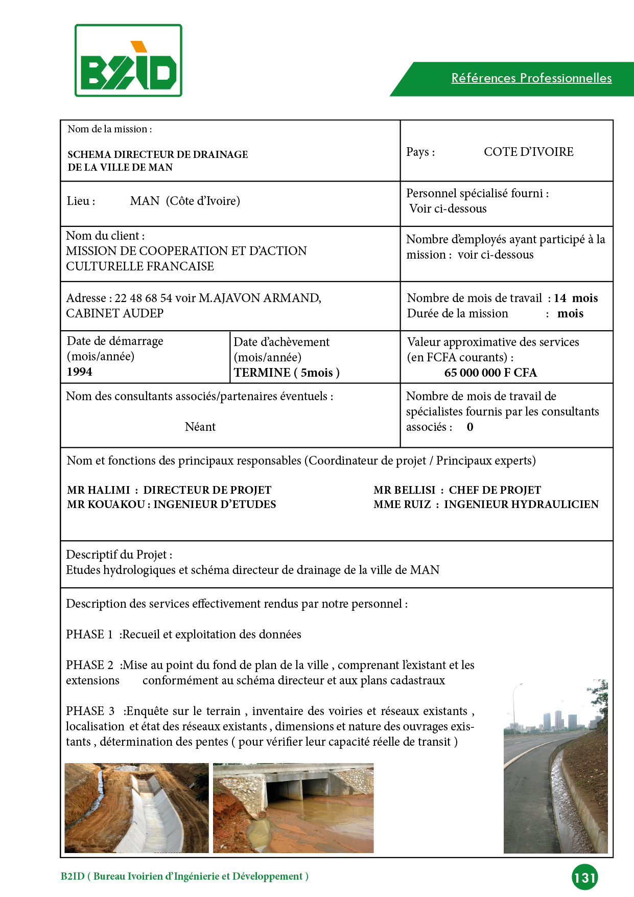 SCHEMA DIRECTEUR DE DRAINAGE DE LA VILLE DE MAN