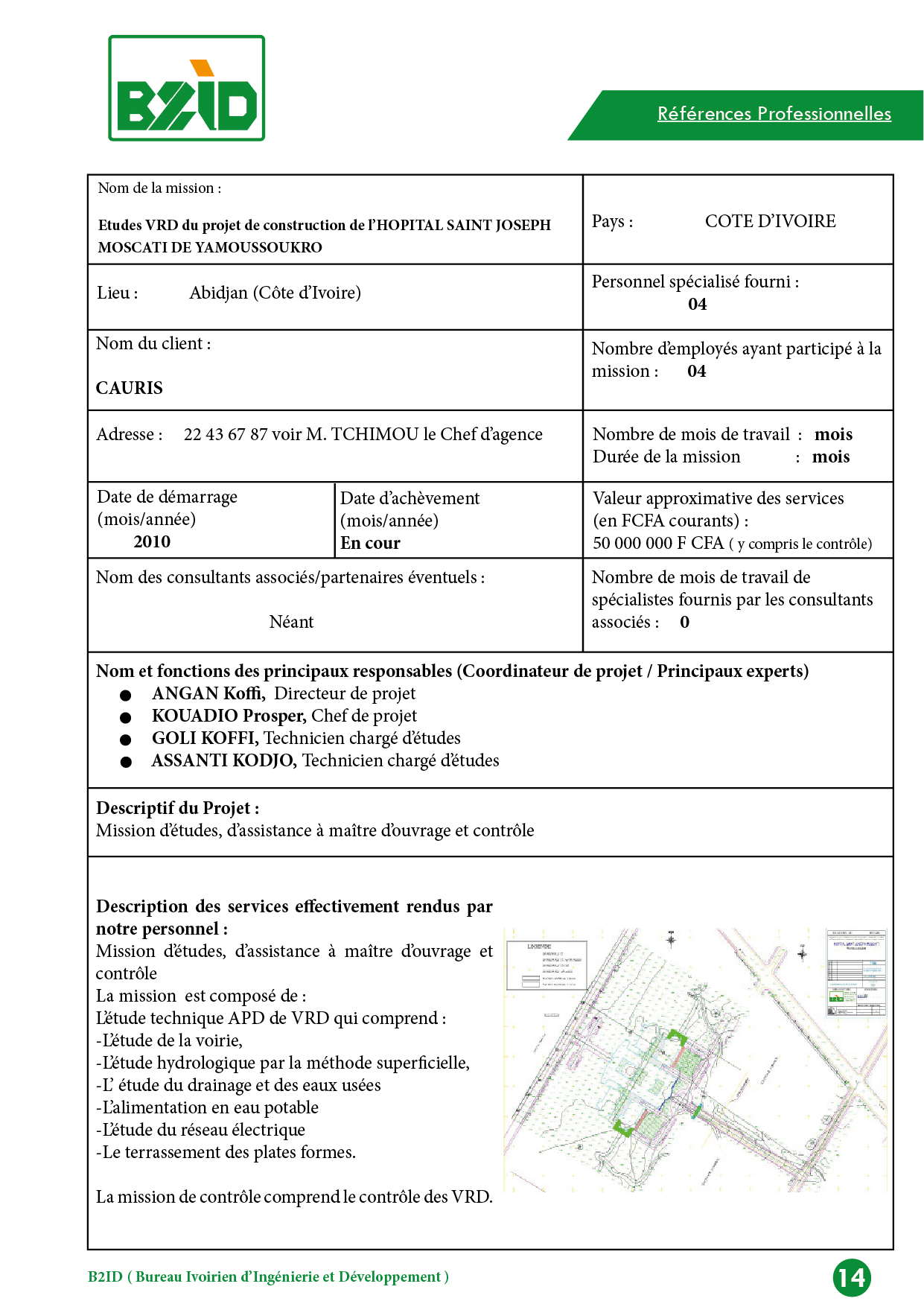 Etudes VRD du projet de construction de l’HOPITAL SAINT JOSEPH MOSCATI DE YAMOUSSOUKRO