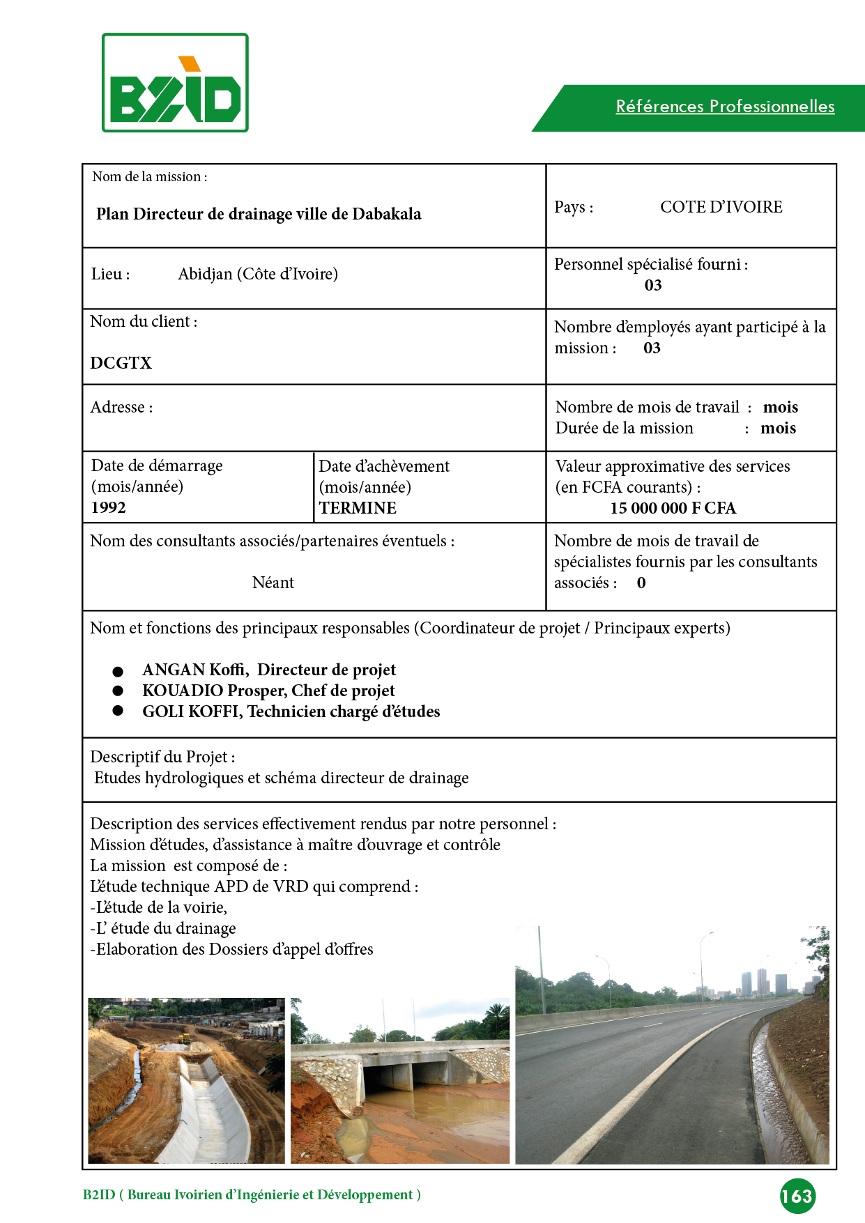 Plan Directeur de drainage ville de Dabakala