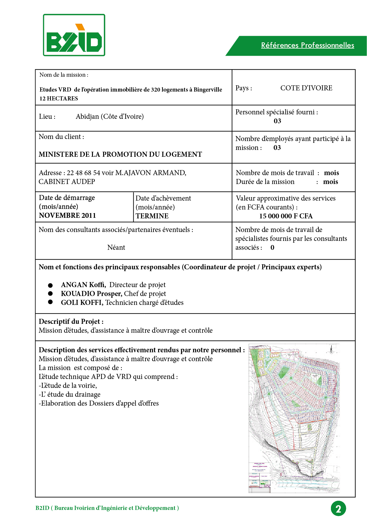 Etudes VDR de l'opération immobilière de 320 logements à Bingerville