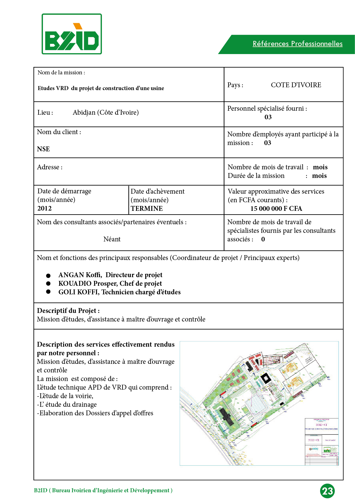 Etudes VRD du projet de construction d’une usine