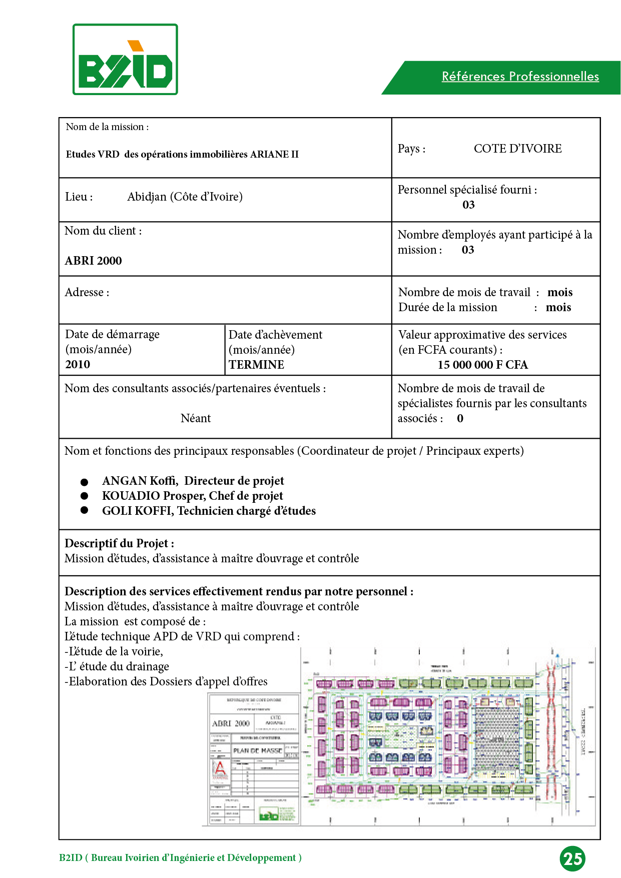 Etudes VRD des opérations immobilières ARIANE II