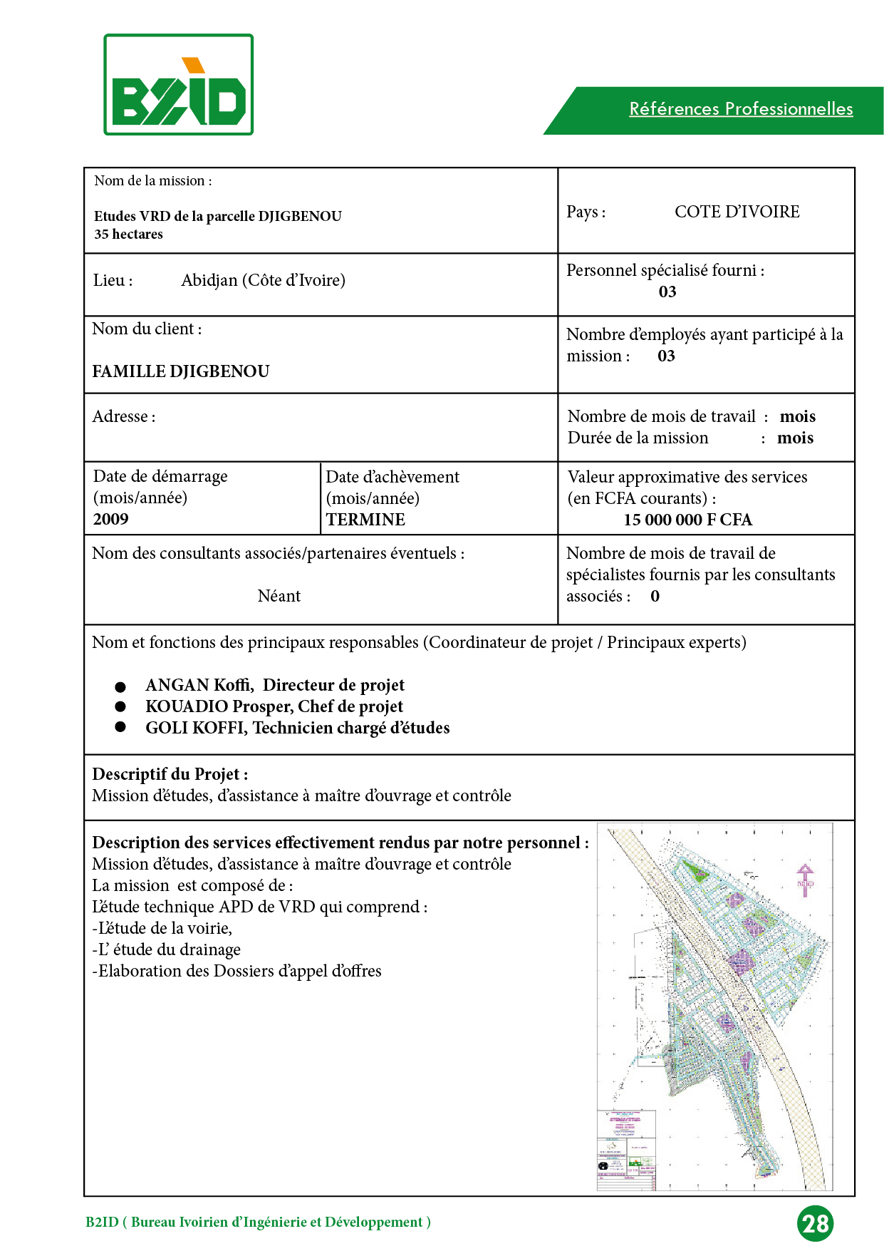 Etudes VRD de la parcelle DJIGBENOU 35 hectares