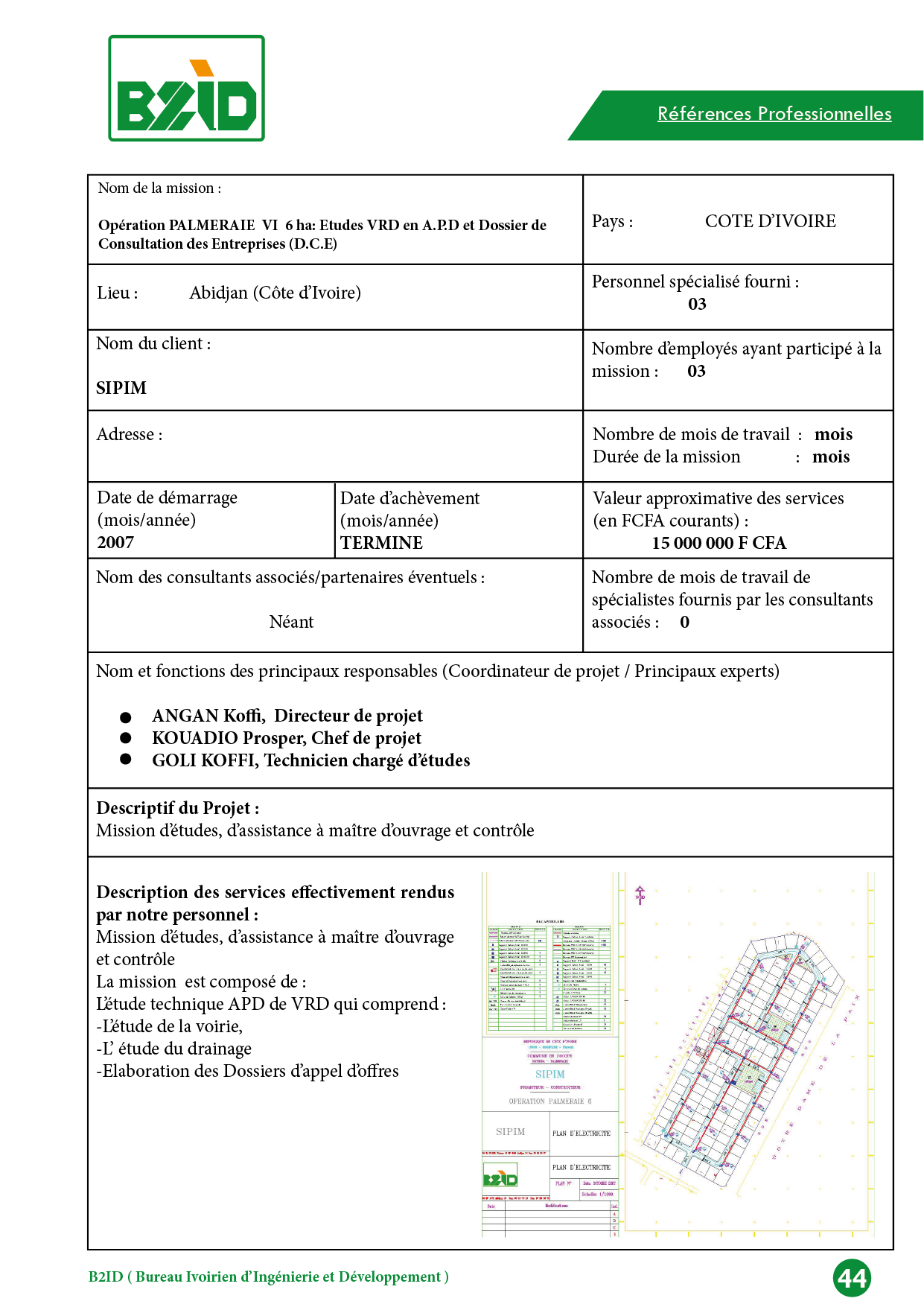 Opération PALMERAIE VI 6 ha: Etudes VRD en A.P.D et Dossier de Consultation des Entreprises (D.C.E)