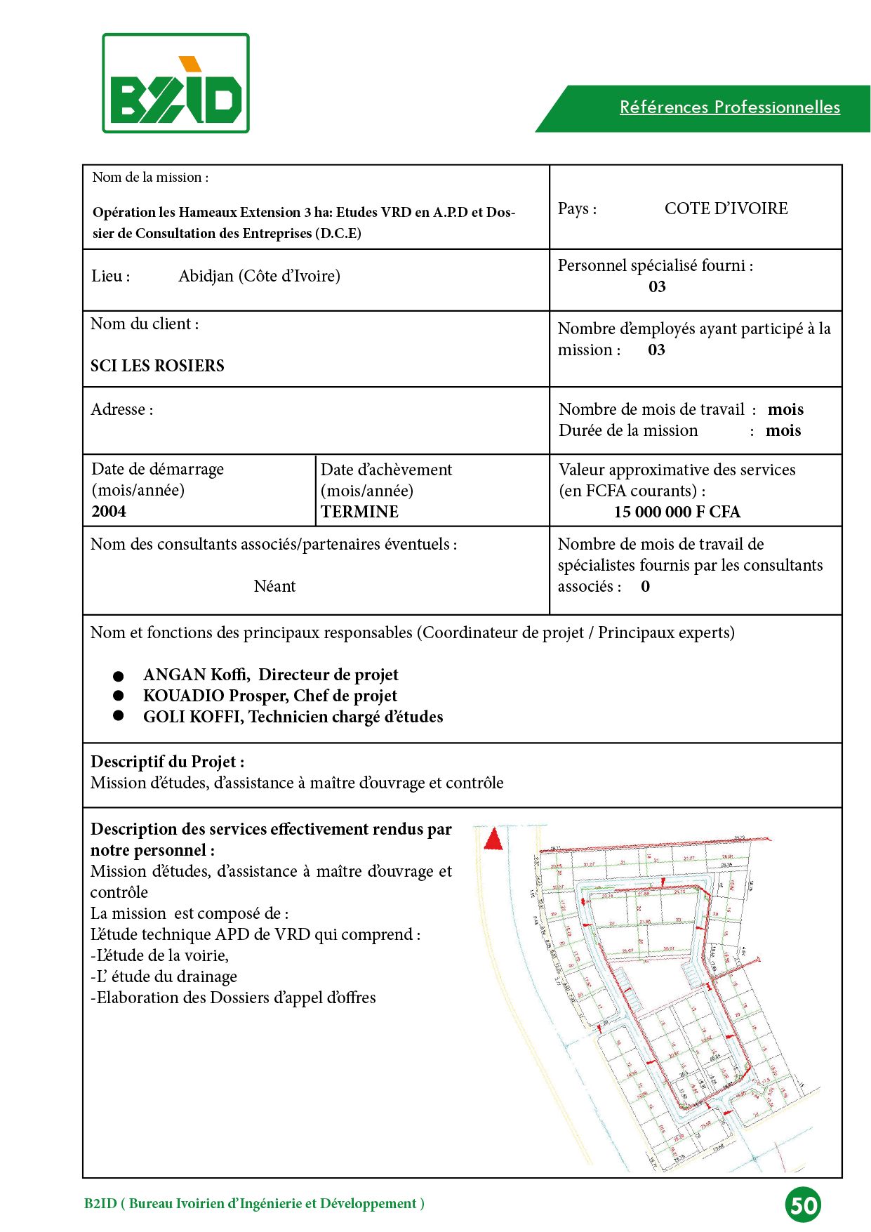 Opération les Hameaux Extension 3 ha: Etudes VRD en A.P.D et Dossier de Consultation des Entreprises (D.C.E)