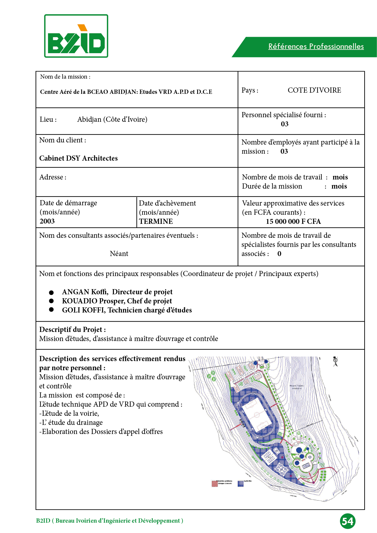 Centre Aéré de la BCEAO ABIDJAN: Etudes VRD A.P.D et D.C.E