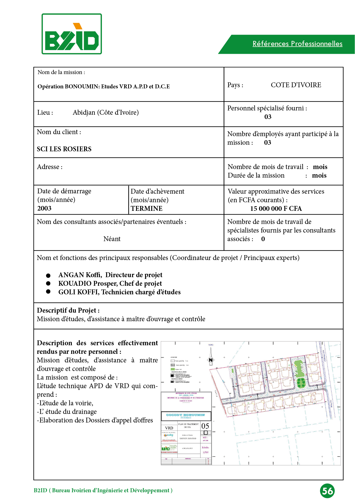 Opération BONOUMIN: Etudes VRD A.P.D et D.C.E