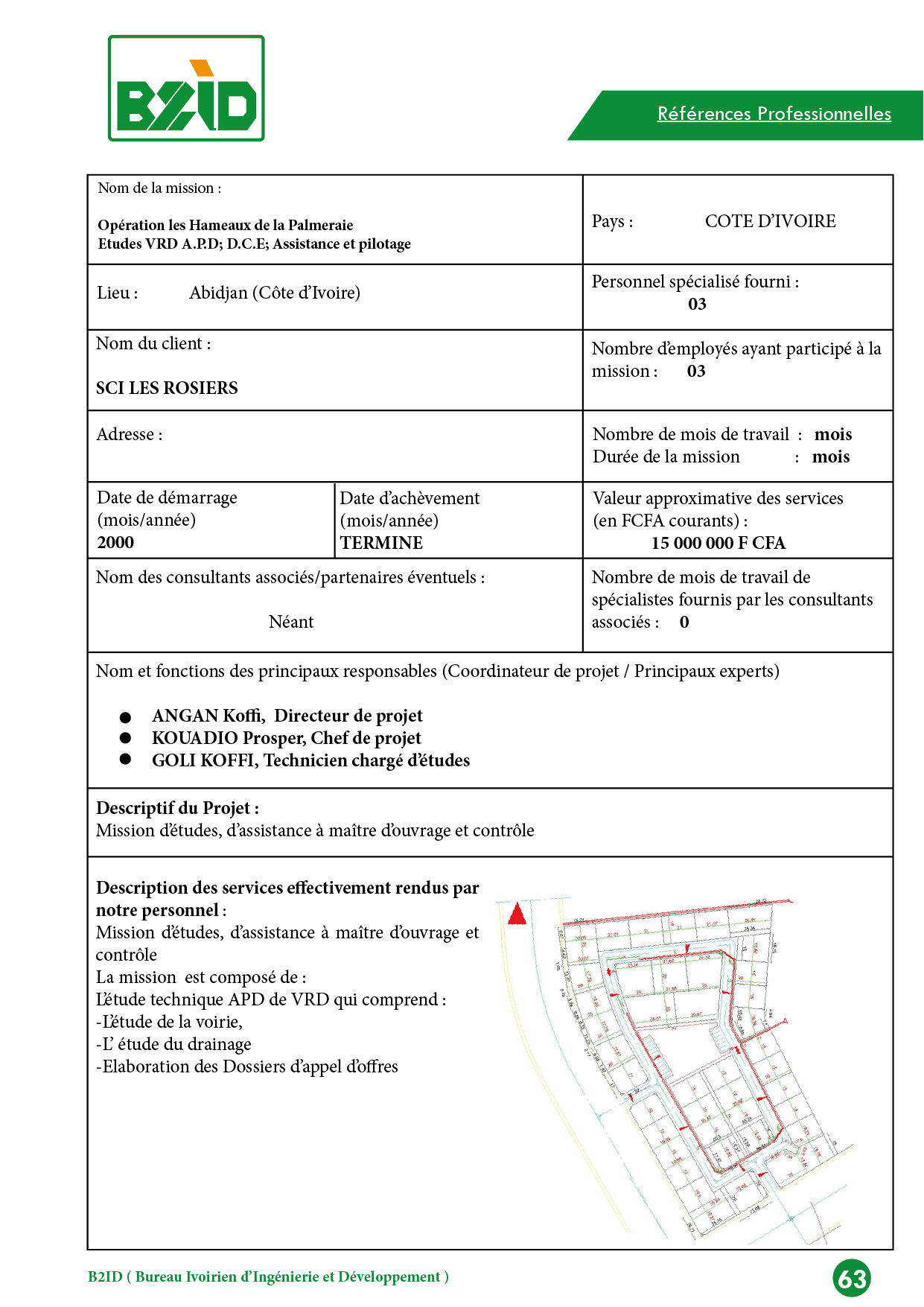 Cocody Palmeraie 1ère Tranche HABITAT COTE D’IVOIRE : Etudes VRD A.P.D; D.C.E; Programmation et Pilotage