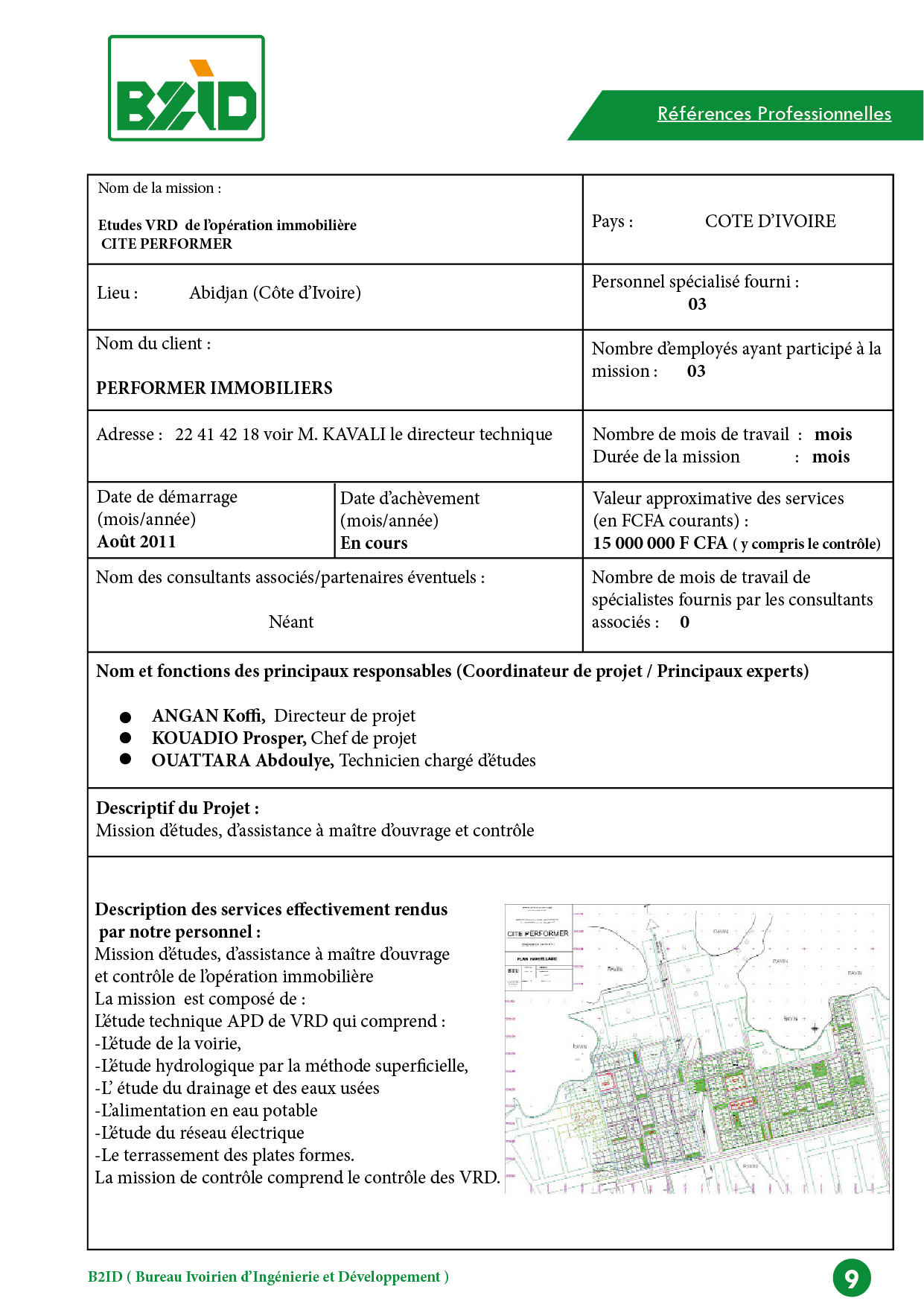 Etudes VRD de l’opération immobilière CITE PERFORMER